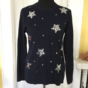 Kate Spade star sequin blue sweater Sz m